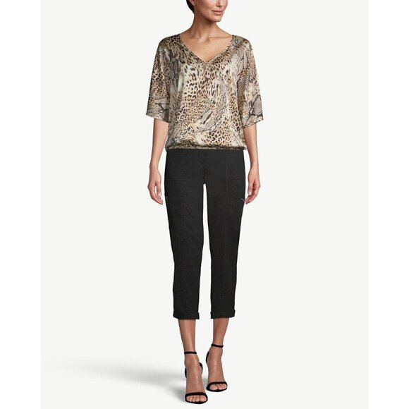 Chico's 3 Women's Animal Print V-Neck satin Poncho Top blouse Size XL - Picture 4 of 15